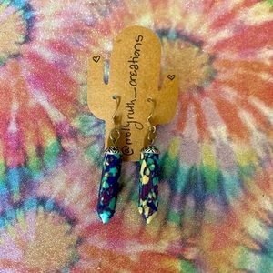 Handmade multi colored dangle crystal earrings